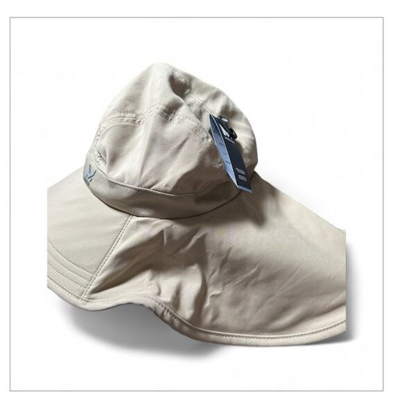 Mission Cooling Sun Defender Hat, Upf50 Khaki Oatmeal Unisex Wide-Brim Hat Nape - Picture 8 of 9